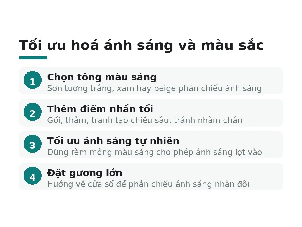 Ánh sáng và màu sắc tạo cảm giác rộng