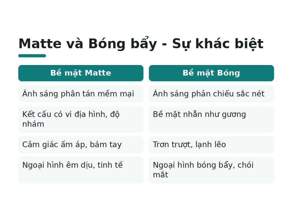 Matte và Bóng bẩy - Sự khác biệt