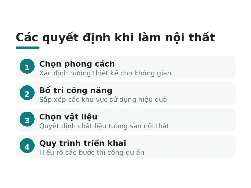 Các quyết định khi làm nội thất