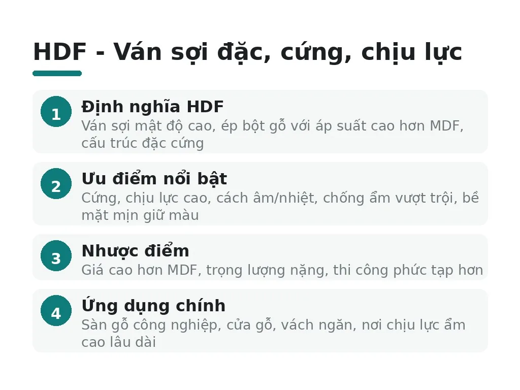 3. Ván HDF đặc, cứng, chịu lực cao trong nhóm ván sợi ra sao?