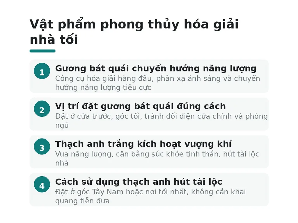 Vật phẩm phong thủy hóa giải nhà tối