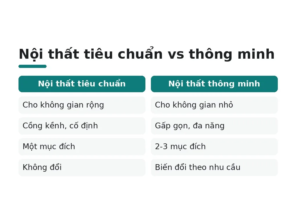 Nội thất tiêu chuẩn vs thông minh
